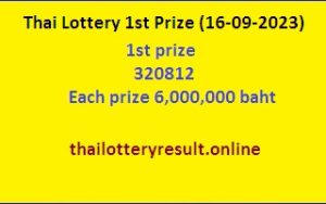 Thai Lottery Result 1st Prize 16-09-2023 Today Live Win Thailand Lottery