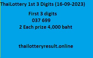 Photo of Thai Lottery Result First  Three Digits 16-09-2023 Today Live Win Thailand Lottery